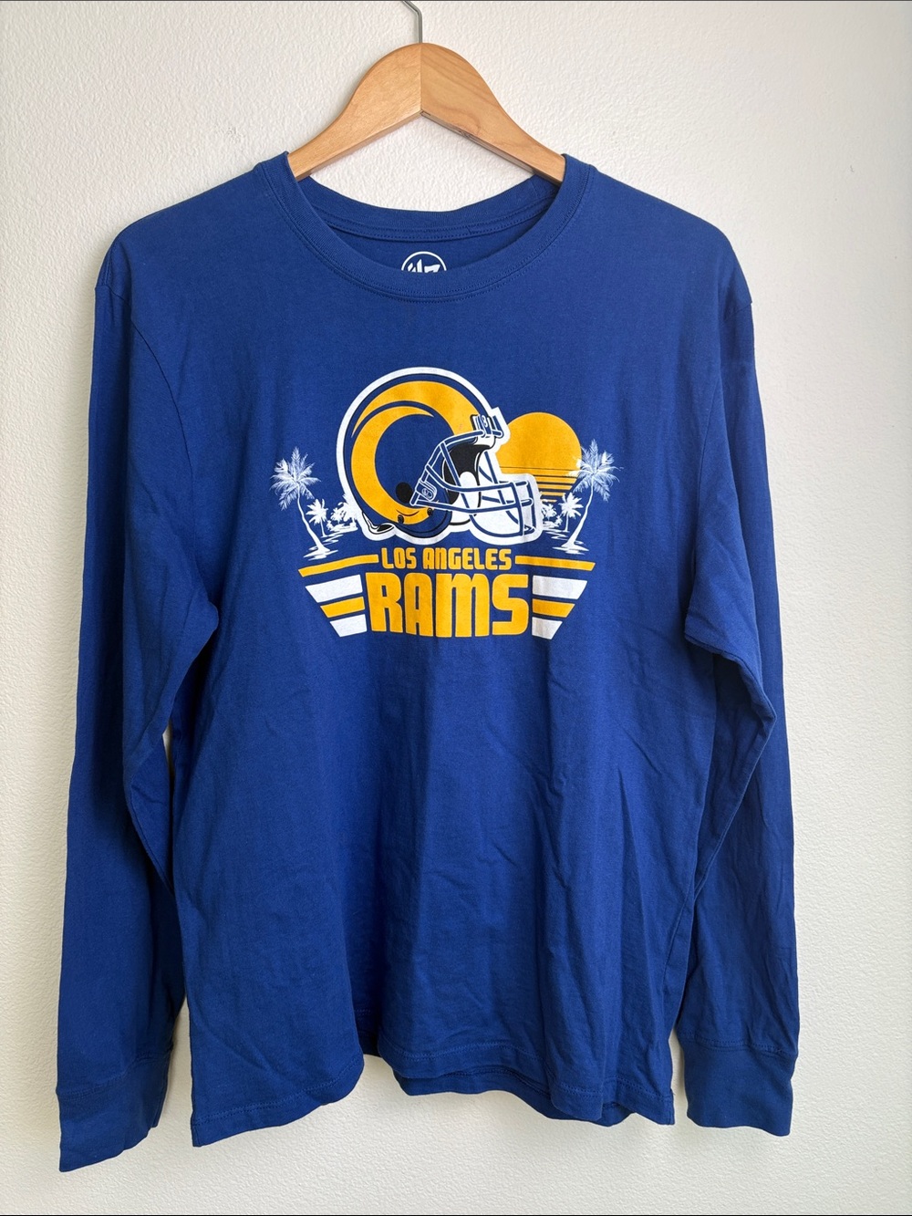 47 Brand Los Angeles Rams Long Sleeve Graphic Shirt Blue Men's Size Large